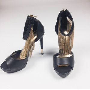 Black & Gold High Heels Pumps 6M